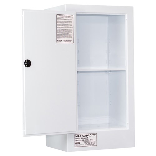 CORROSIVE SUBSTANCE STORAGE CABINET: POLYPROPYLENE - 80L - 1 DOOR - 2 SHELVES